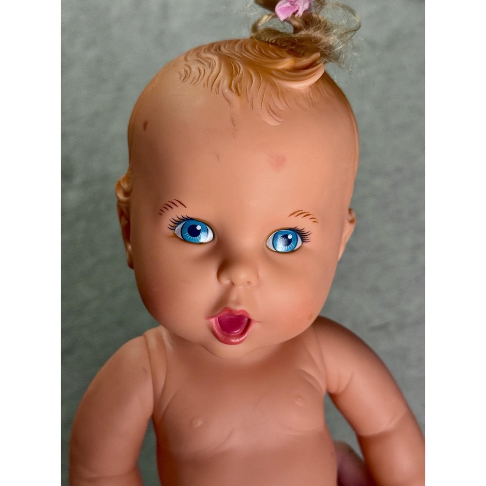 Vintage 1994 Gerber Baby Doll Toy Biz Vinyl 15 Inch Blue Eyes Blonde Ponytail